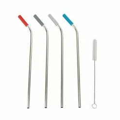 Food Network™ 5-pc. Stainless Steel Reusable Straw & Cleaning Brush Set