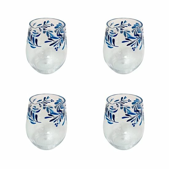 Food Network™ 4-pc. Mediterranean Acrylic Stemless Wine Glass Set 4 Food Network™ 4-pc. Mediterranean Acrylic Stemless Wine Glass Set - Image 2