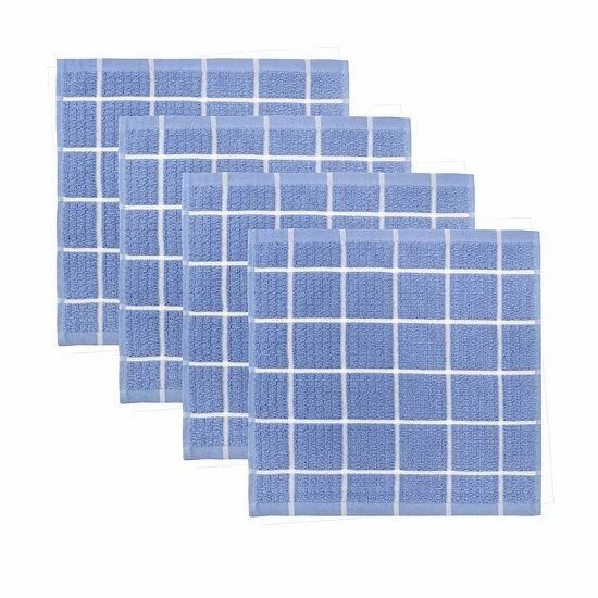 Food Network® Windowpane Grid Dishcloth 4-pk. Blue 4 Food Network® Windowpane Grid Dishcloth 4-pk. Blue - Image 2
